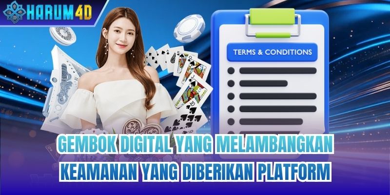Gembok digital yang melambangkan keamanan yang diberikan platform